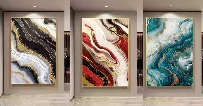  Luxury Abstract Wall Art  3D Framed Set 3 Panels