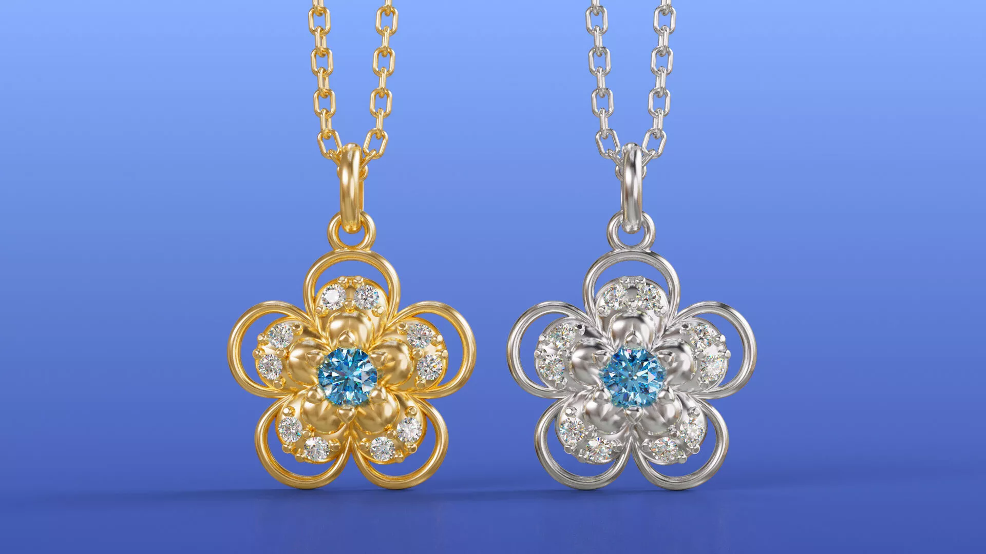 Forget-Me-Not Topaz Flower Pendant Five Petal Design 3D print model