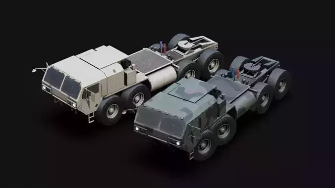 Military Tractor Unit Low-poly 3D model