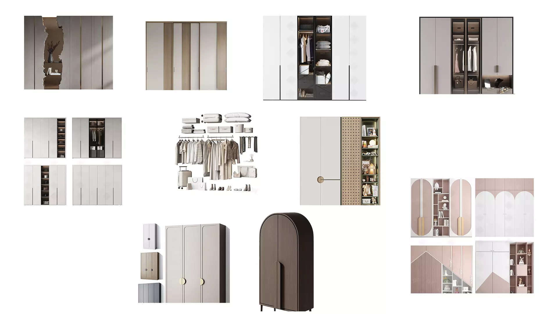 10 Wardrobe Set Combo Furniture for Interior Design 3D Models 3D model_0