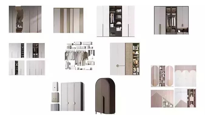10 Wardrobe Set Combo Furniture for Interior Design 3D Models 3D model