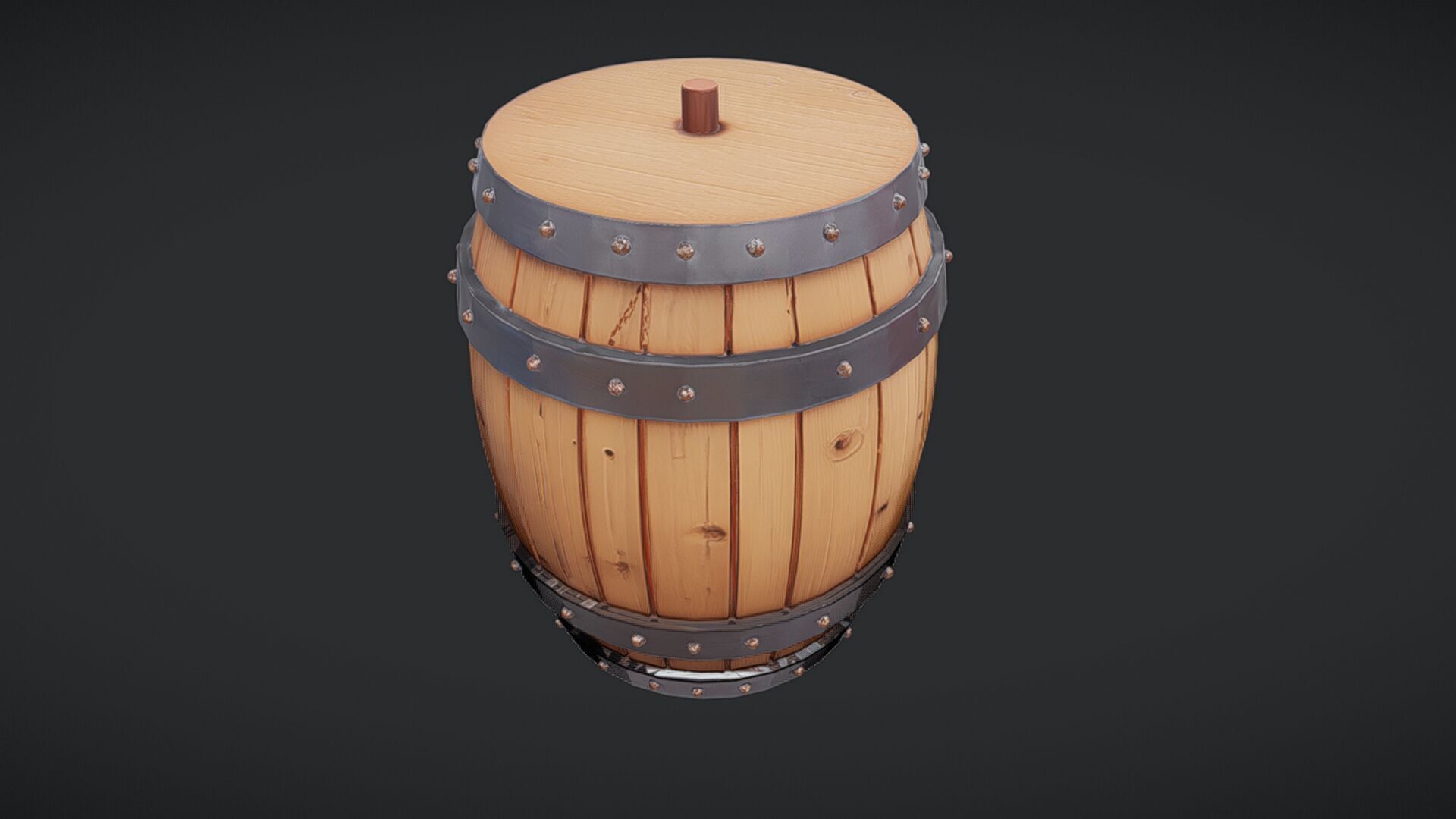 Wooden barrel 3D model_1