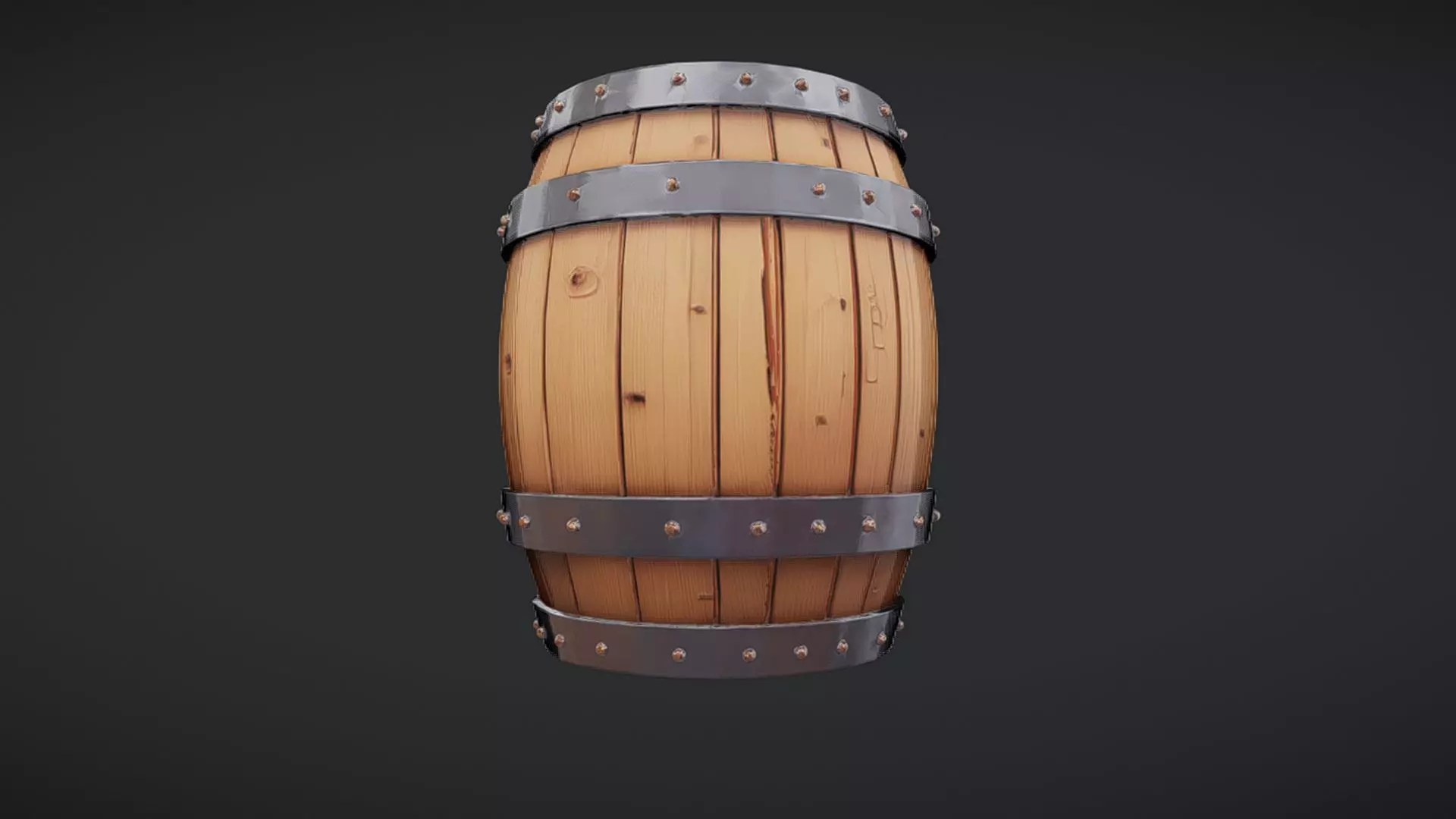 Wooden barrel 3D model_0