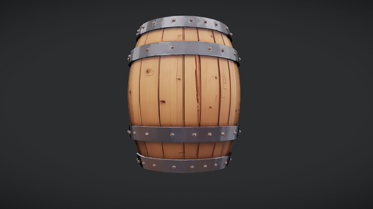 Wooden barrel 3D model_6