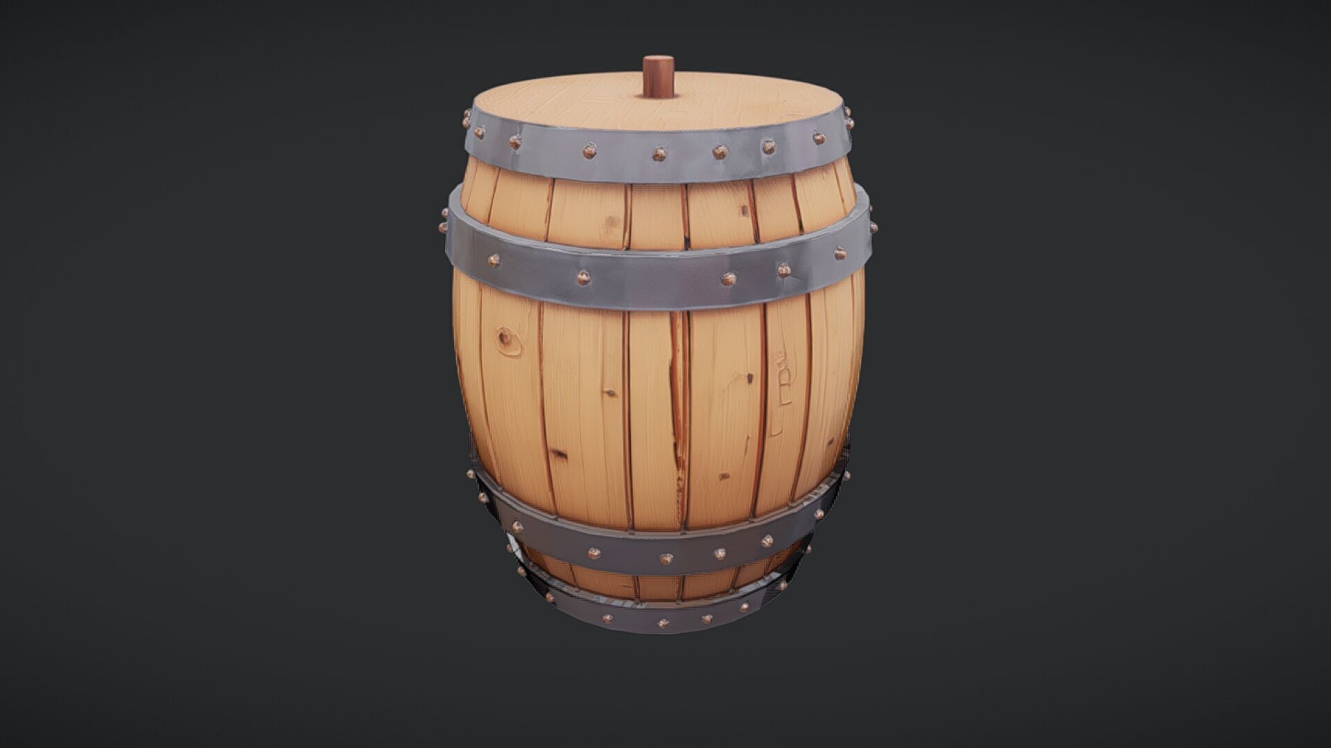 Wooden barrel 3D model_5