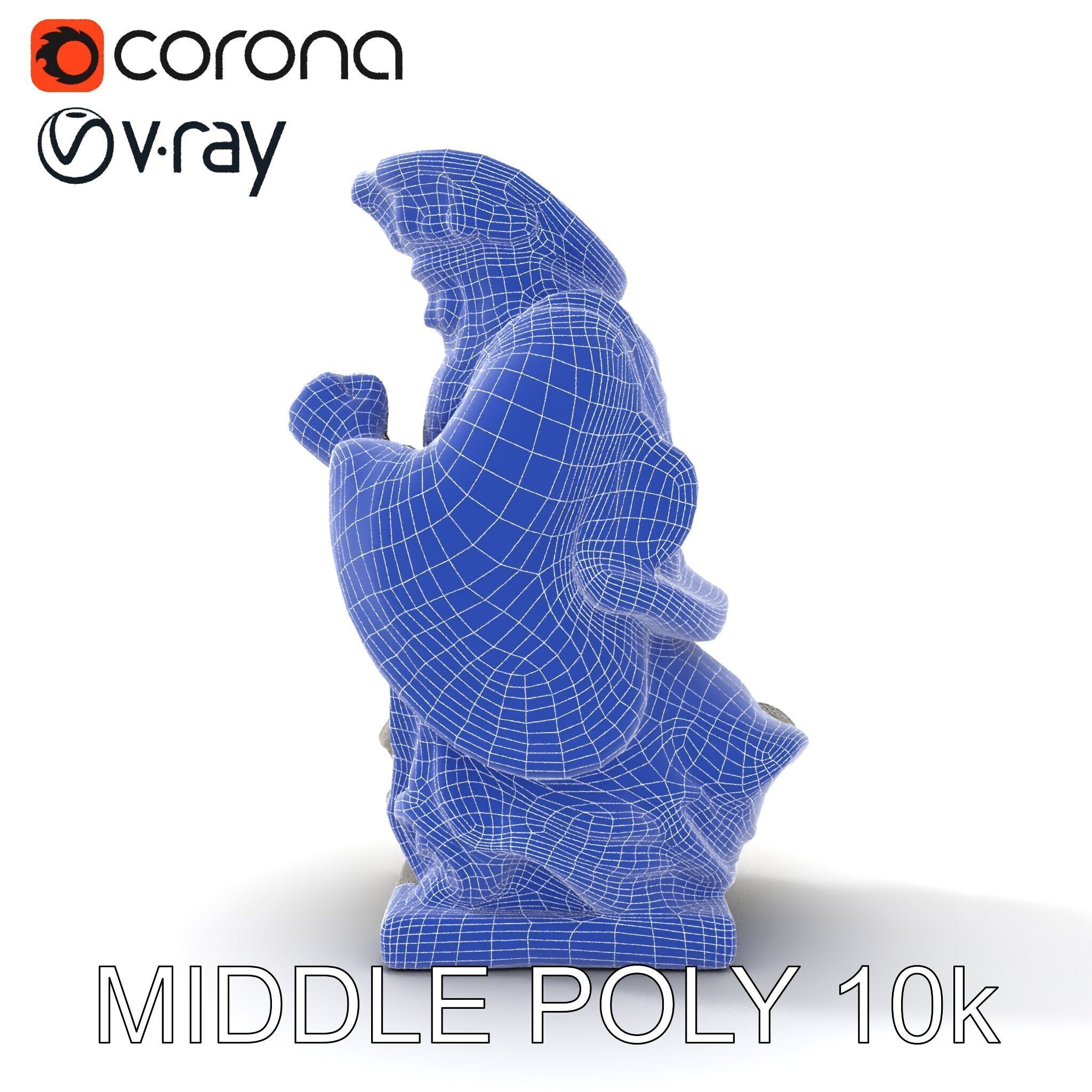 Praying Monk Statue Model Pack Low-poly 3D model_8