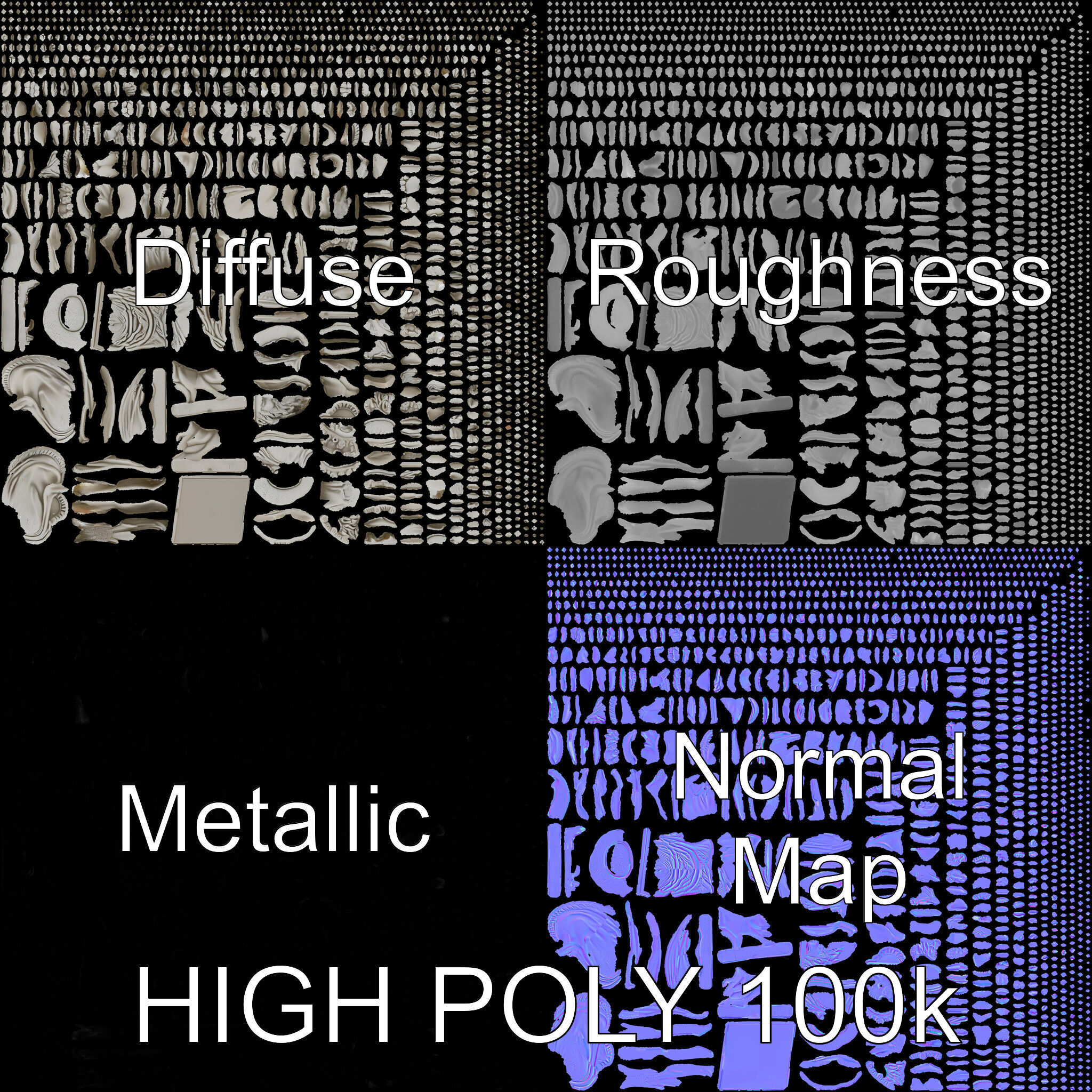 Praying Monk Statue Model Pack Low-poly 3D model_3