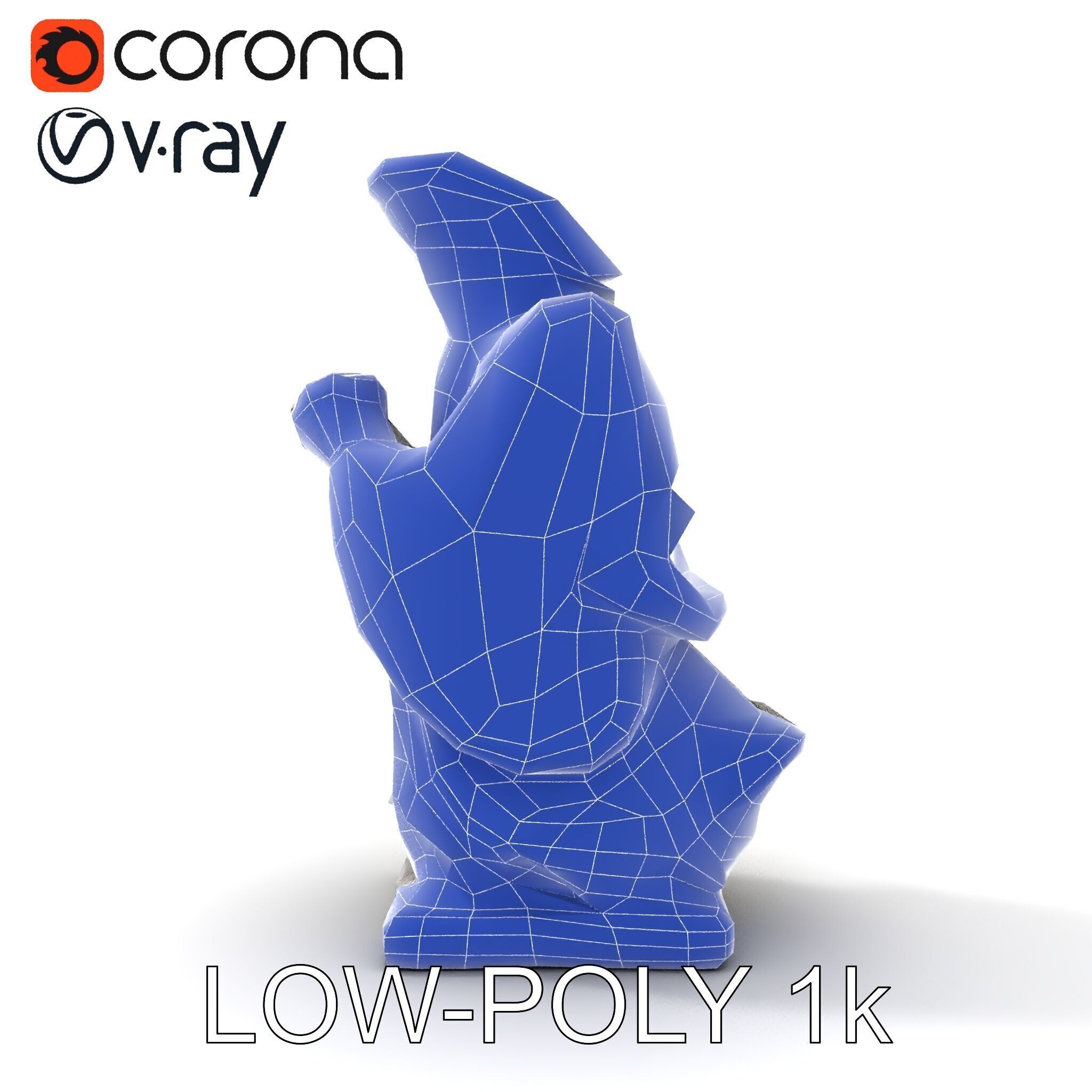 Praying Monk Statue Model Pack Low-poly 3D model_24