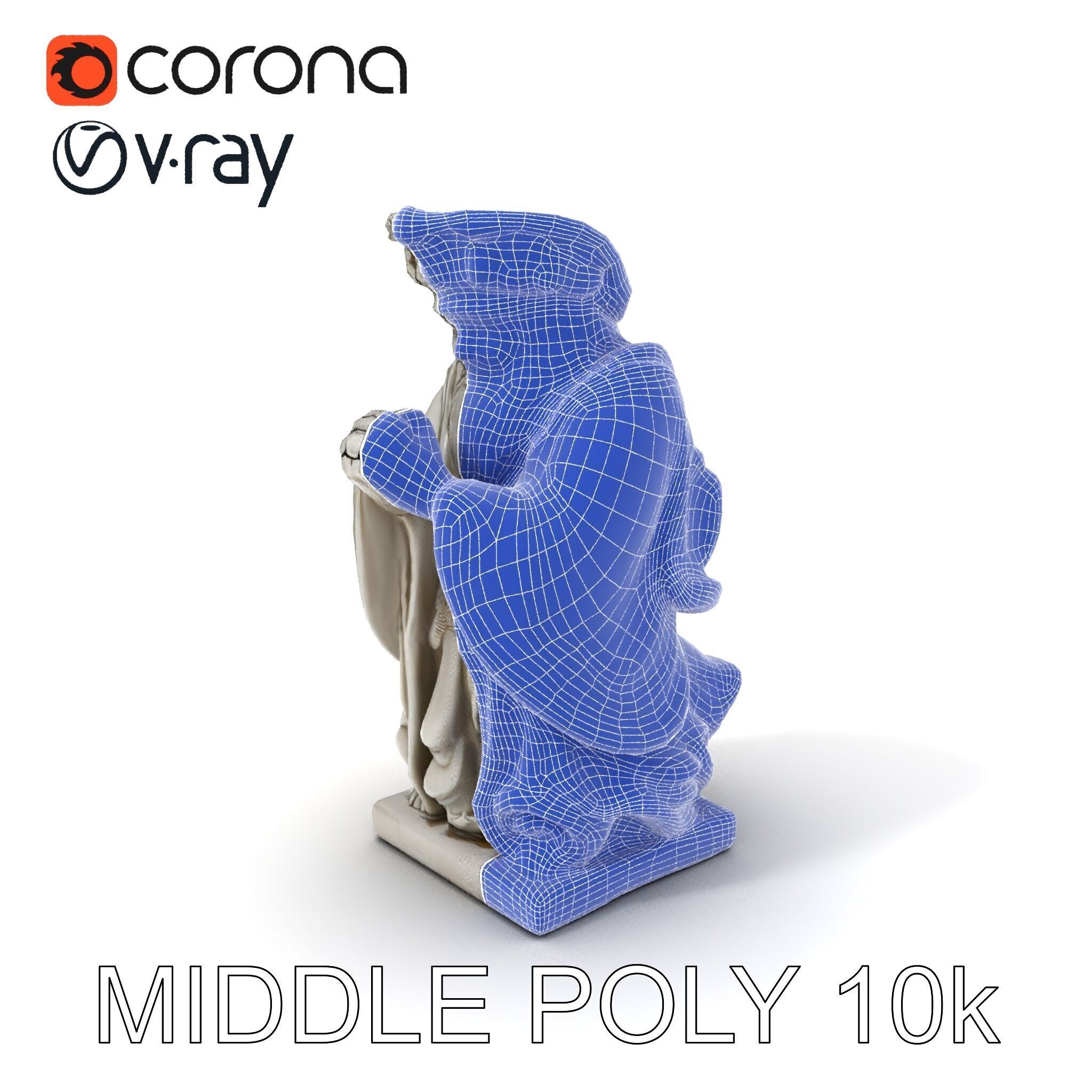 Praying Monk Statue Model Pack Low-poly 3D model_29