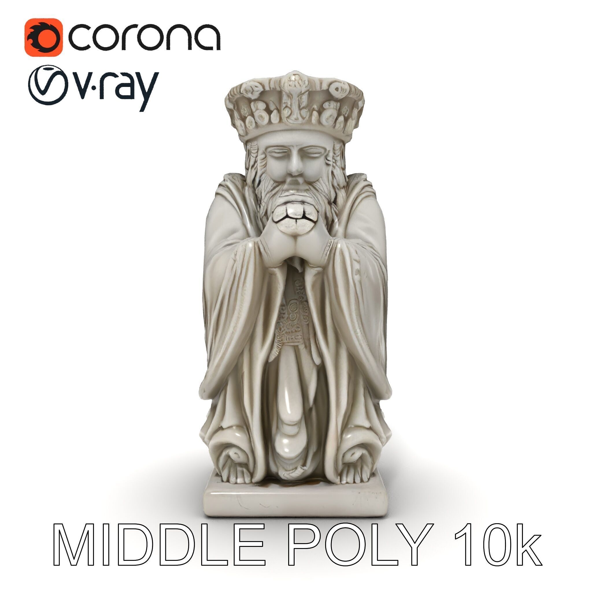 Praying Monk Statue Model Pack Low-poly 3D model_25