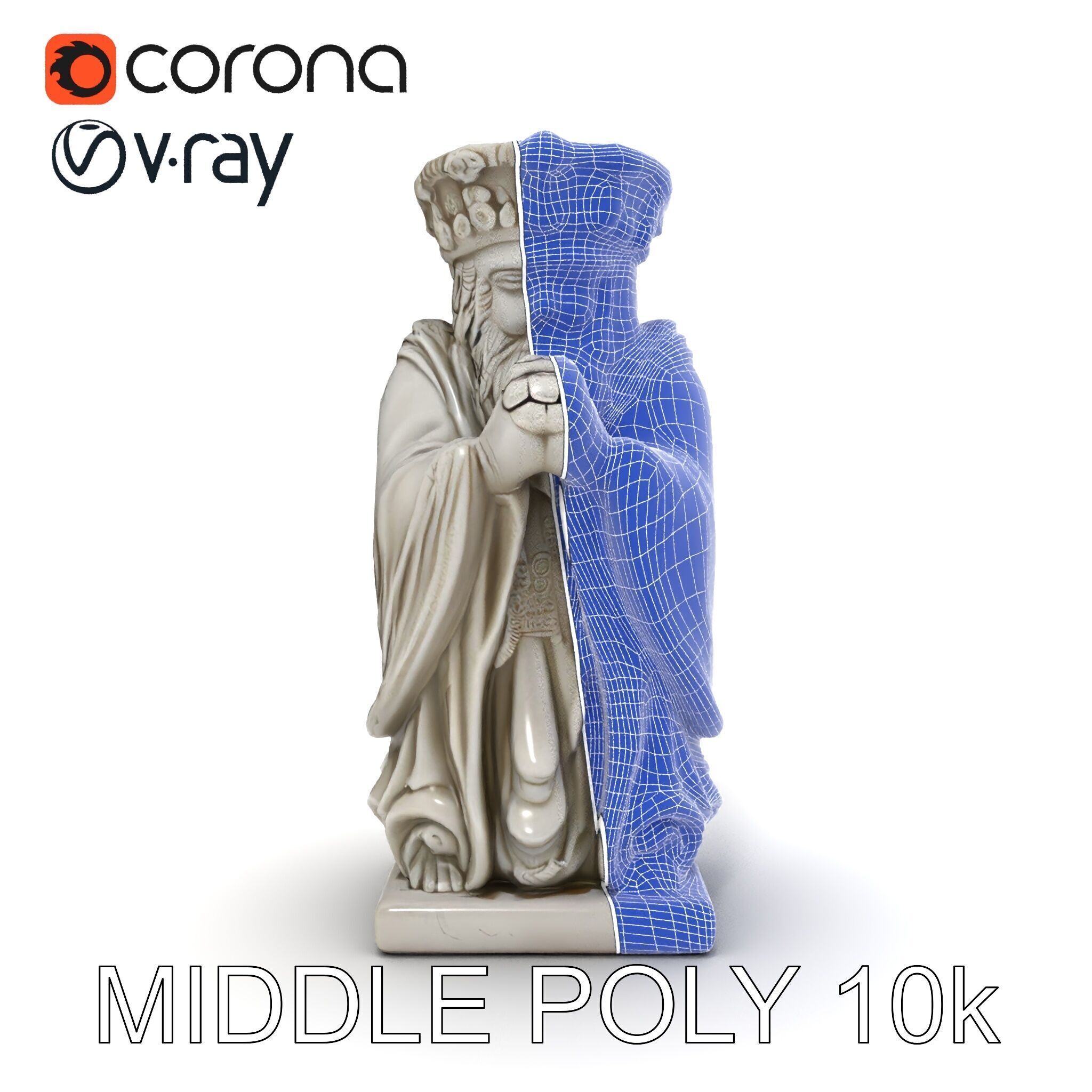 Praying Monk Statue Model Pack Low-poly 3D model_26