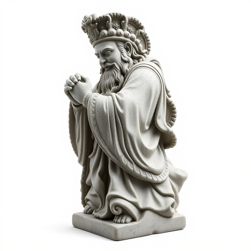 Praying Monk Statue Model Pack Low-poly 3D model_4