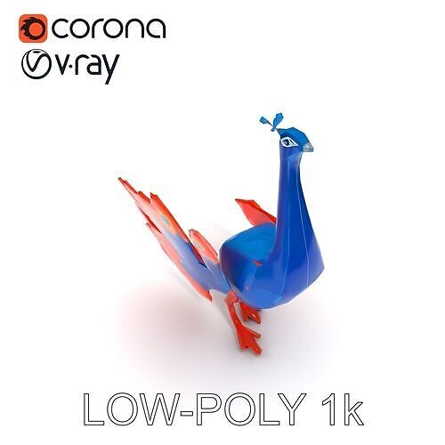 Colorful Peacock Origami D Model Pack Low-poly 3D model