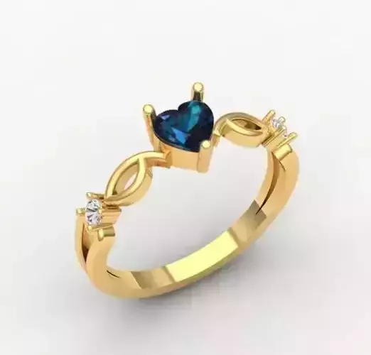 Heart of the Ocean  Gold Alexandrite and Diamond Accent Ring