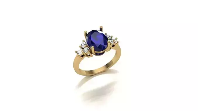 A Regal Embrace Gold Oval Sapphire and Diamond Accent Ring