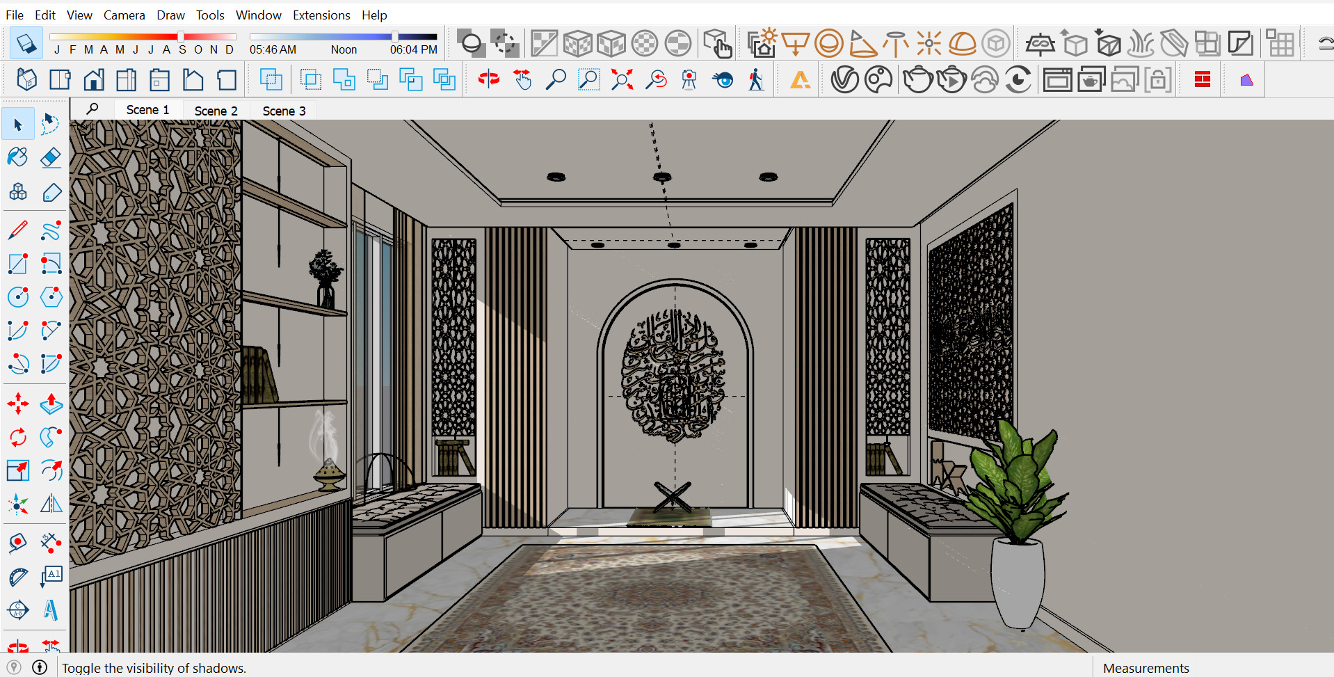 Islamic Prayer Room Modern Spiritual Interior 3D Model Low-poly 3D model_3
