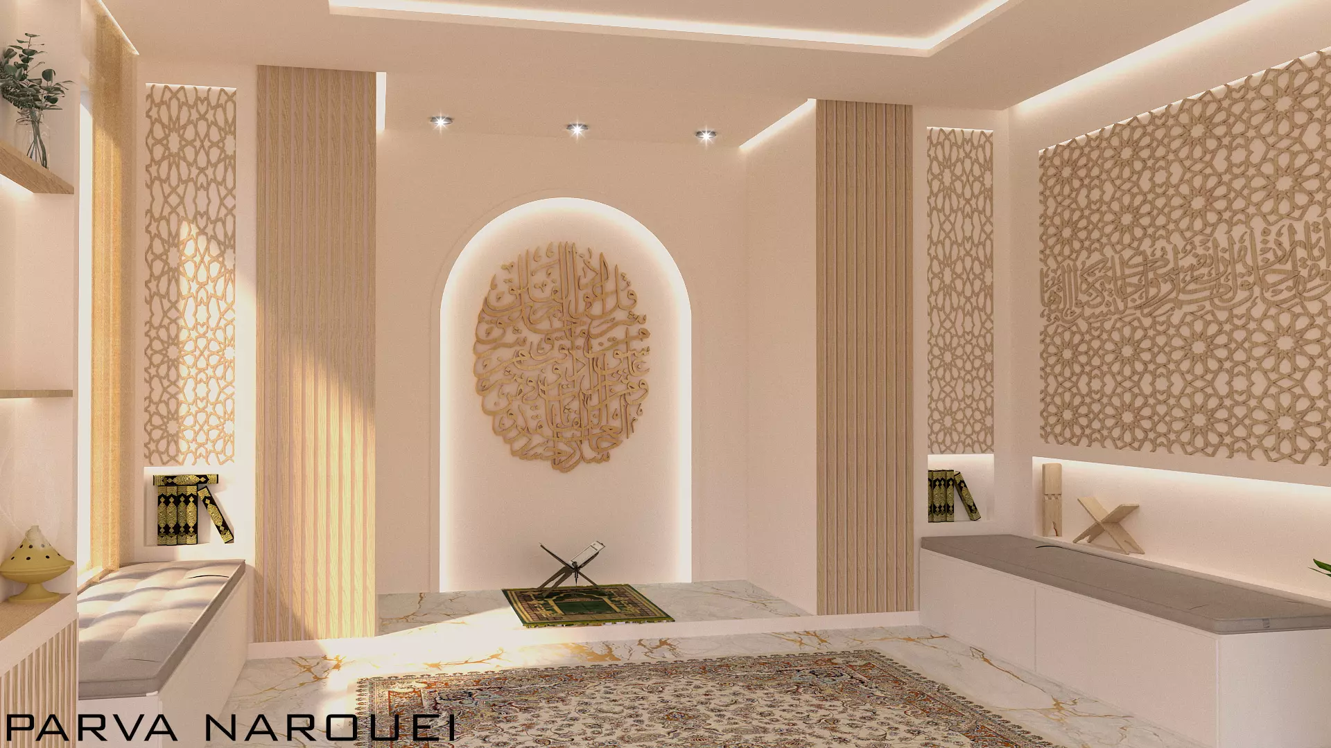 Islamic Prayer Room Modern Spiritual Interior 3D Model Low-poly 3D model_0