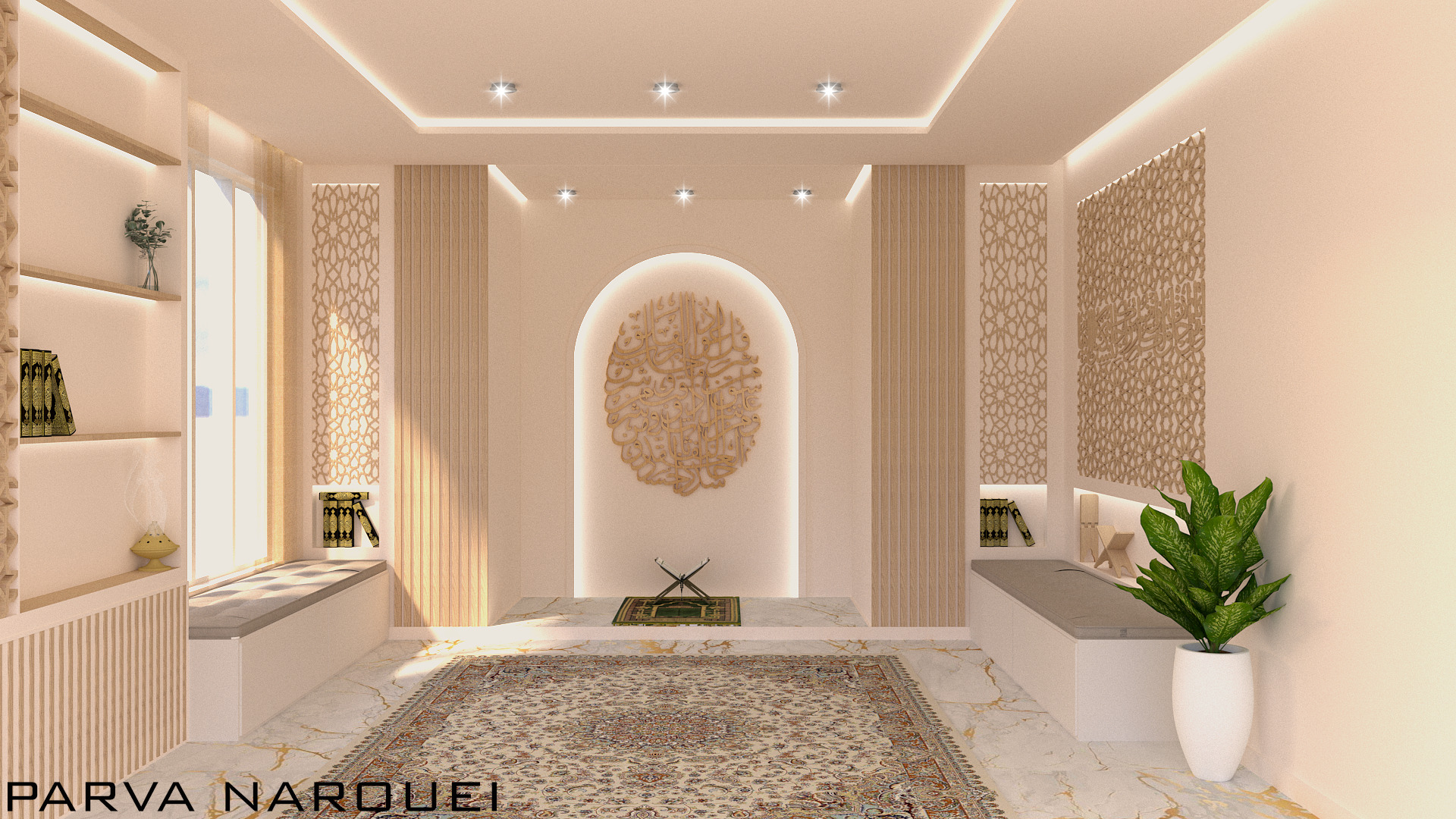 Islamic Prayer Room Modern Spiritual Interior 3D Model Low-poly 3D model_1