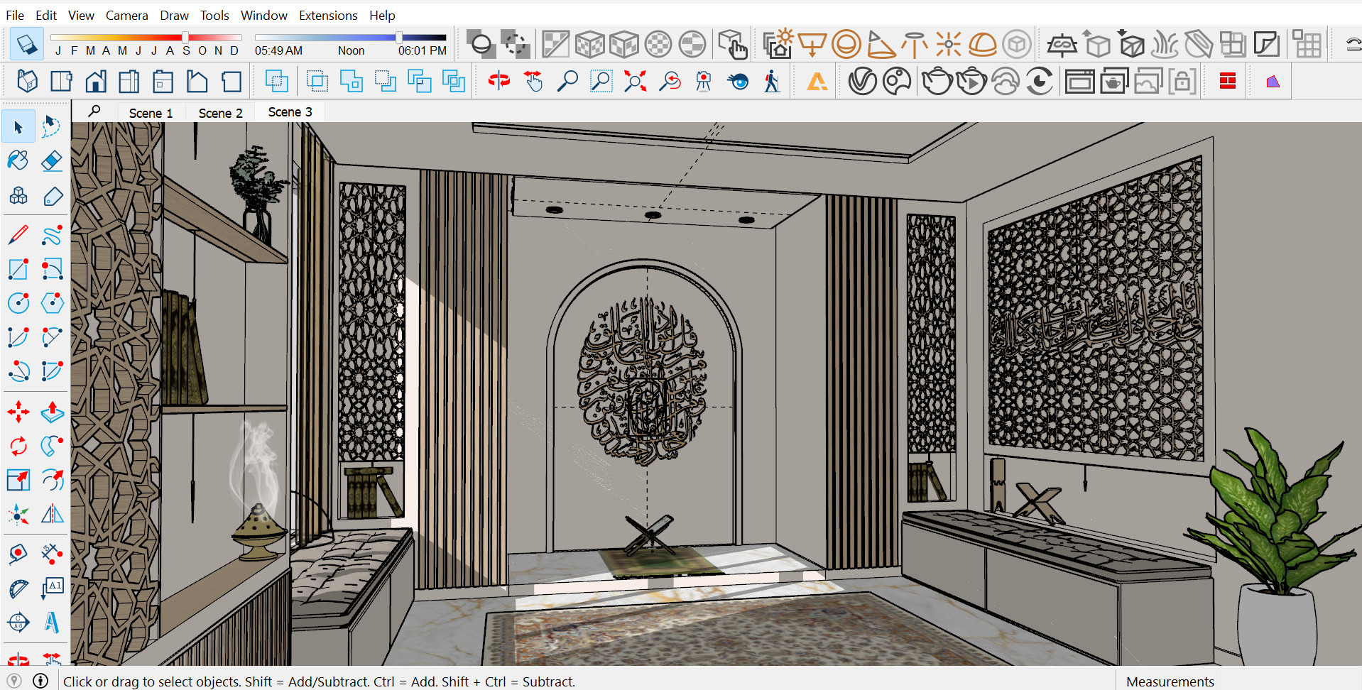 Islamic Prayer Room Modern Spiritual Interior 3D Model Low-poly 3D model_4