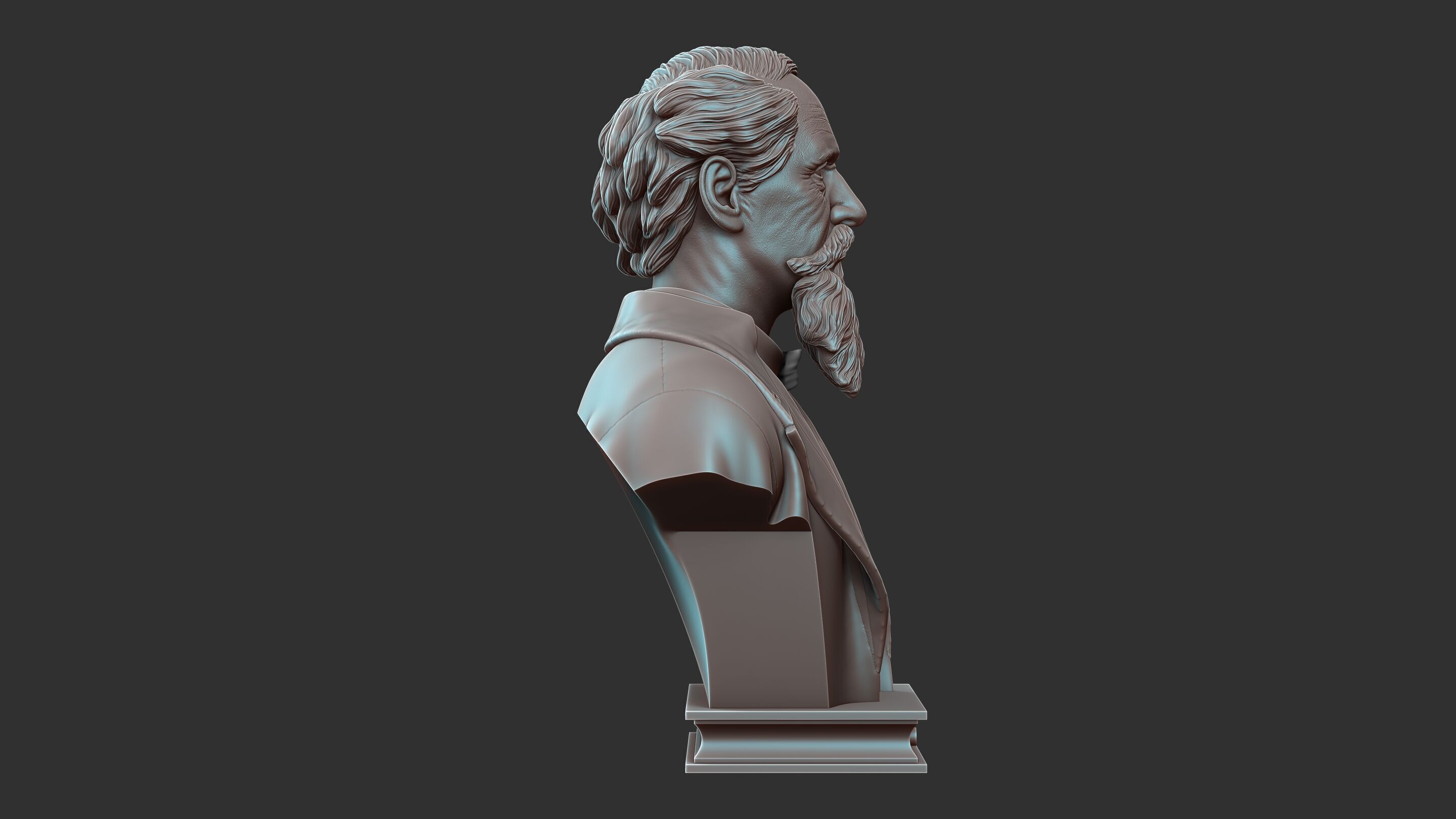Charles Dickens Bust Sculpture 3D print model_18