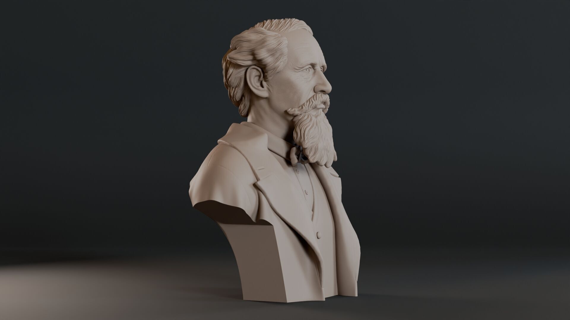 Charles Dickens Bust Sculpture 3D print model_3