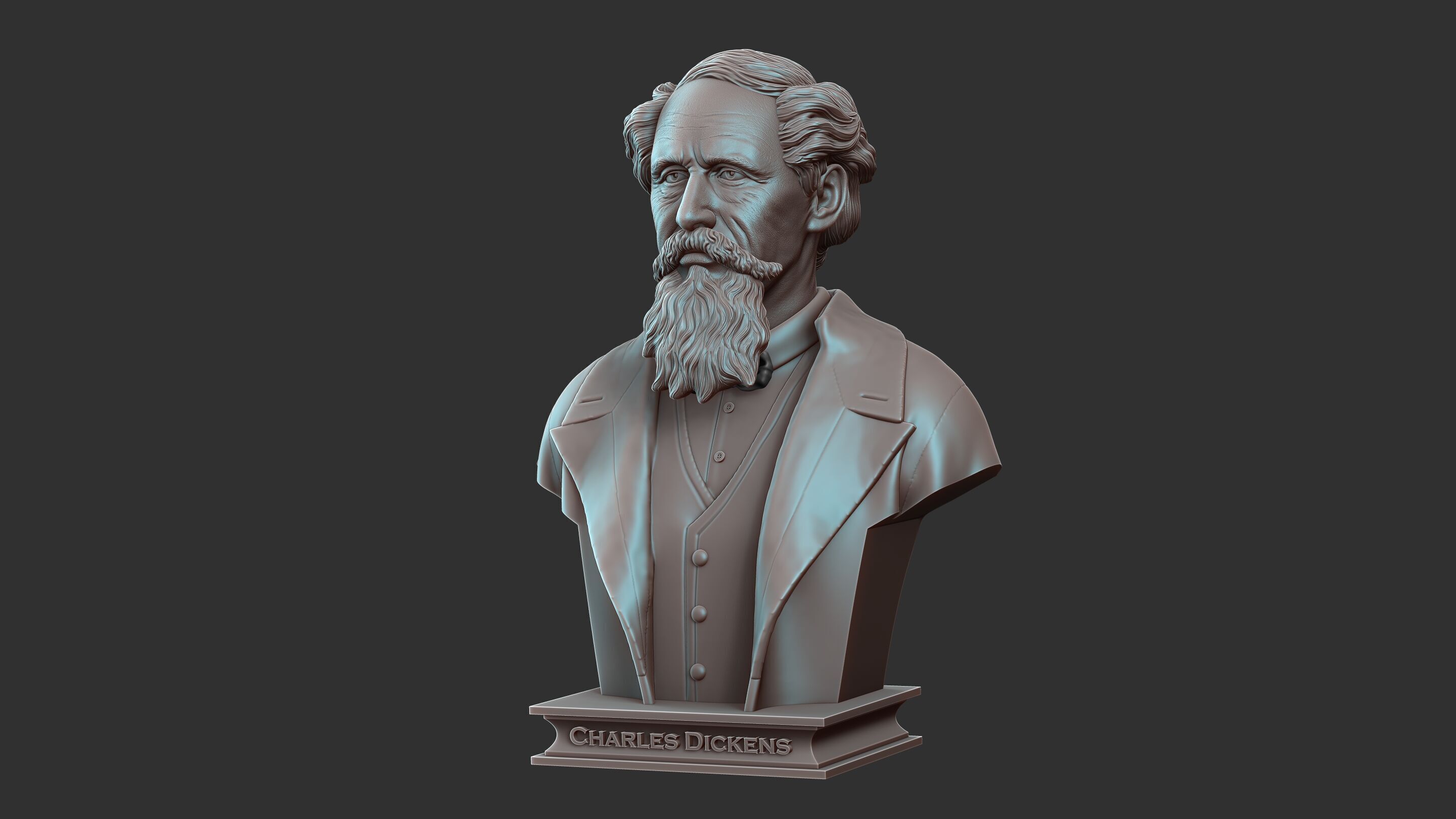 Charles Dickens Bust Sculpture 3D print model_14