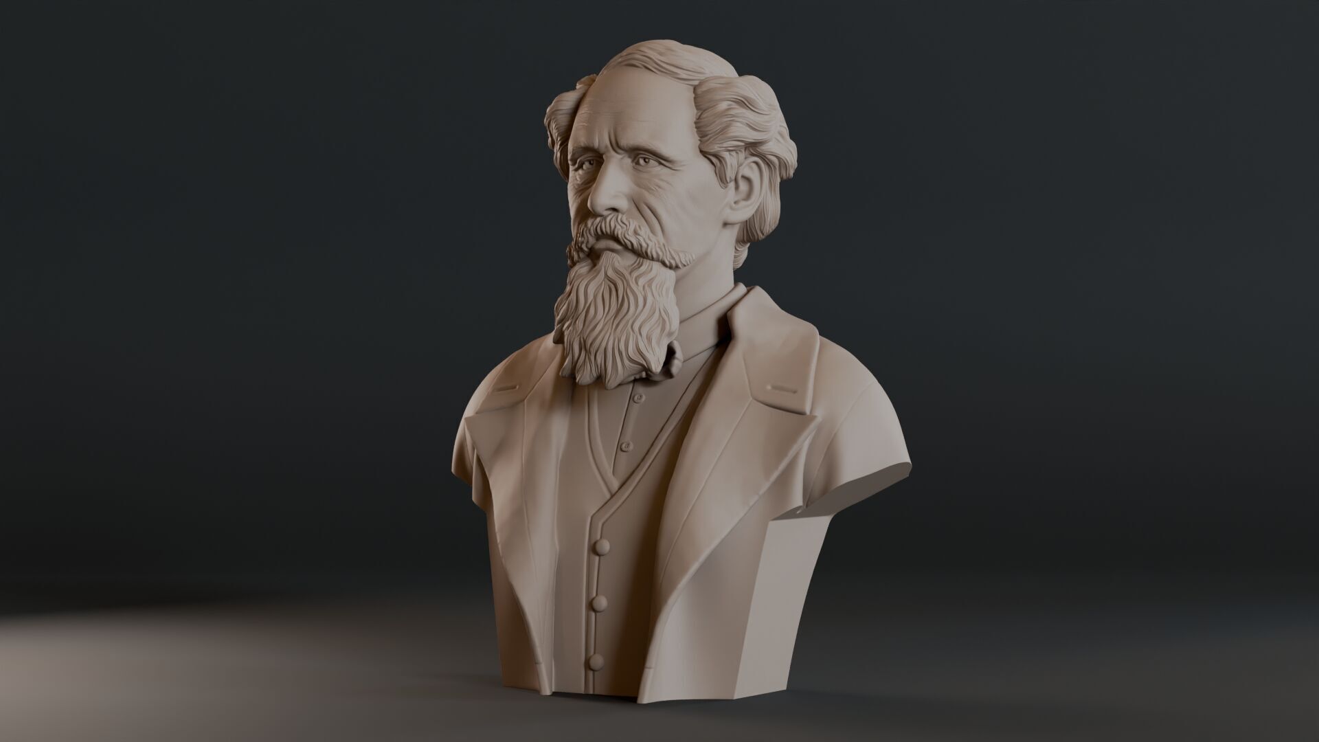 Charles Dickens Bust Sculpture 3D print model_12