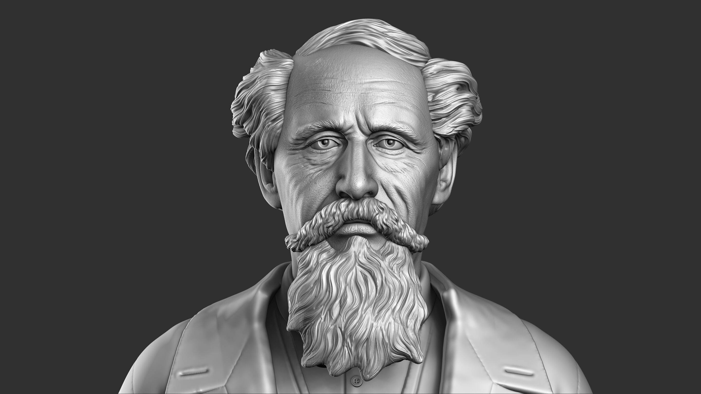 Charles Dickens Bust Sculpture 3D print model_16