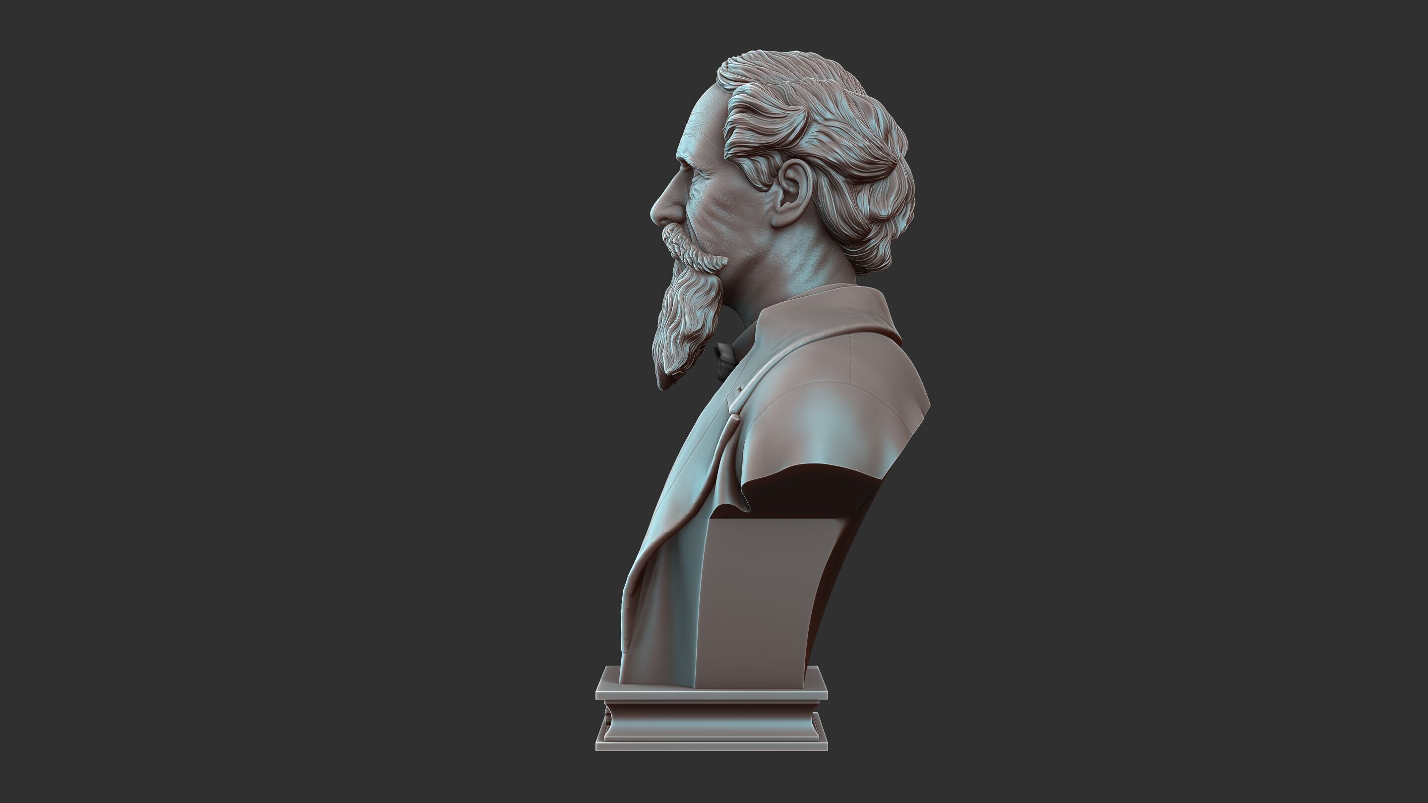 Charles Dickens Bust Sculpture 3D print model_15