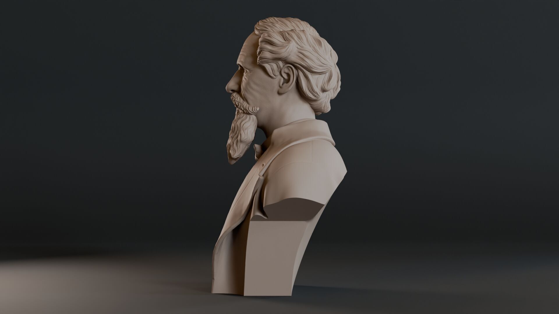 Charles Dickens Bust Sculpture 3D print model_10