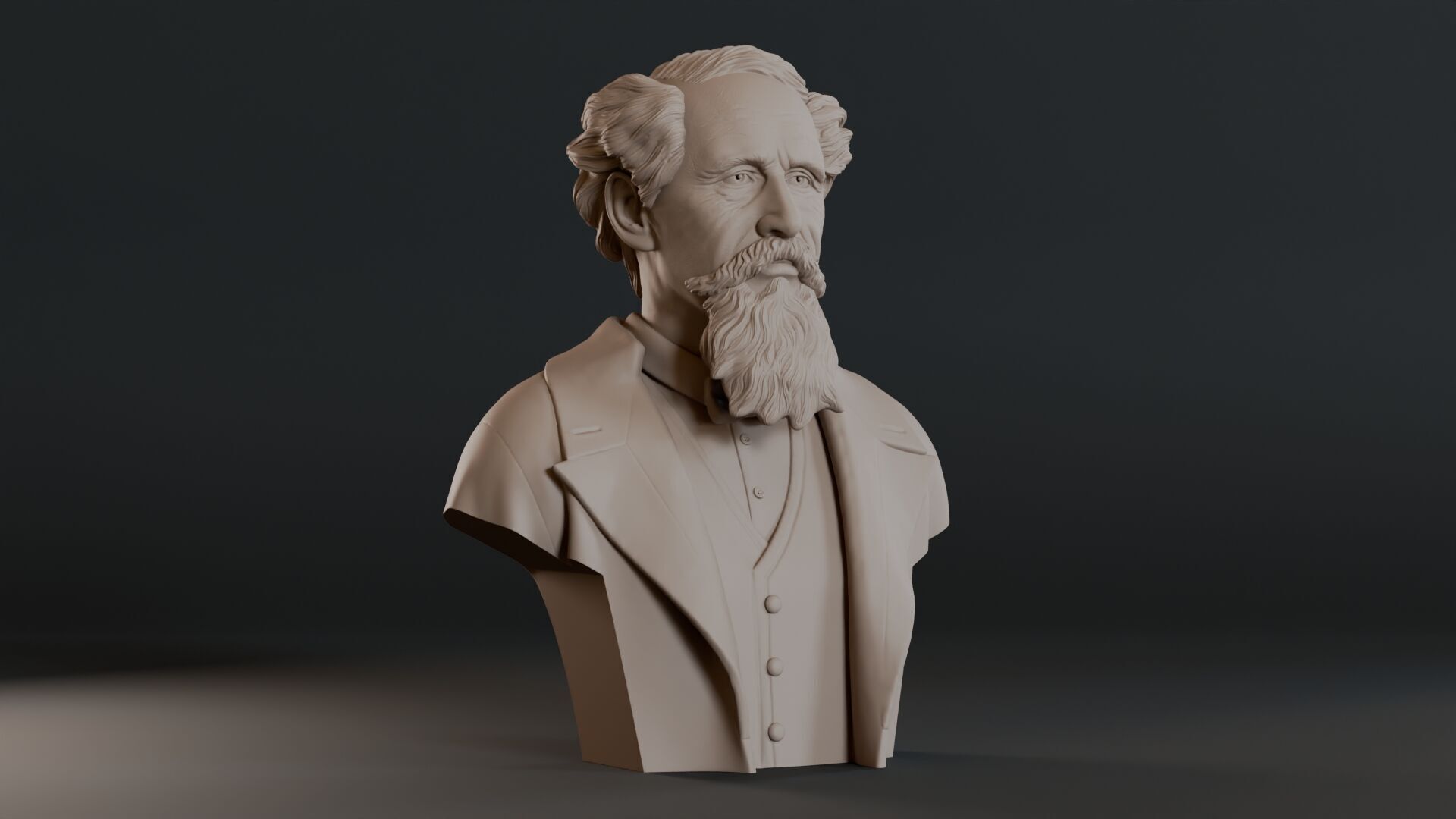 Charles Dickens Bust Sculpture 3D print model_2