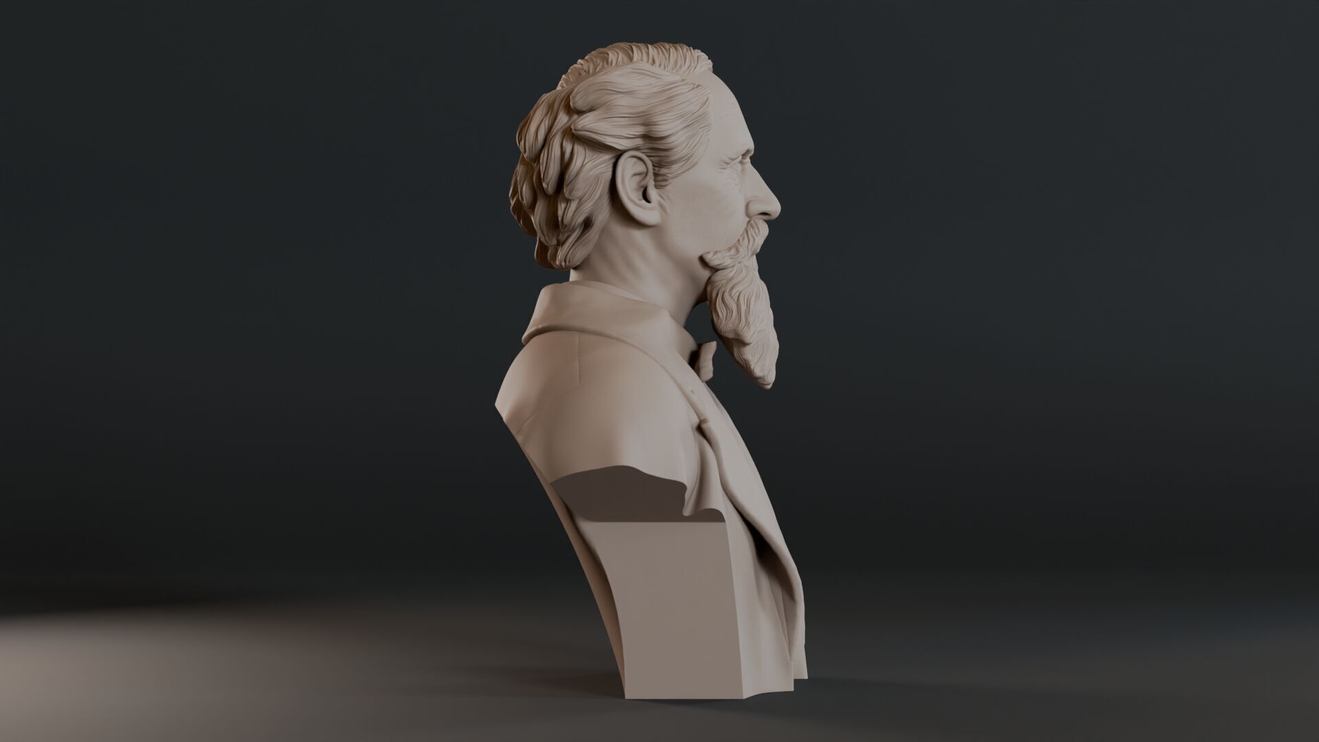 Charles Dickens Bust Sculpture 3D print model_4