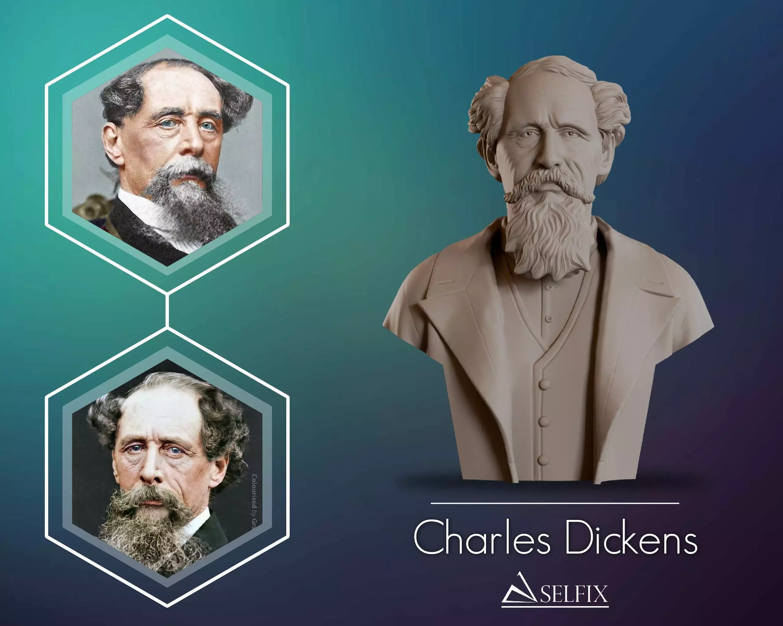 Charles Dickens Bust Sculpture 3D print model_0