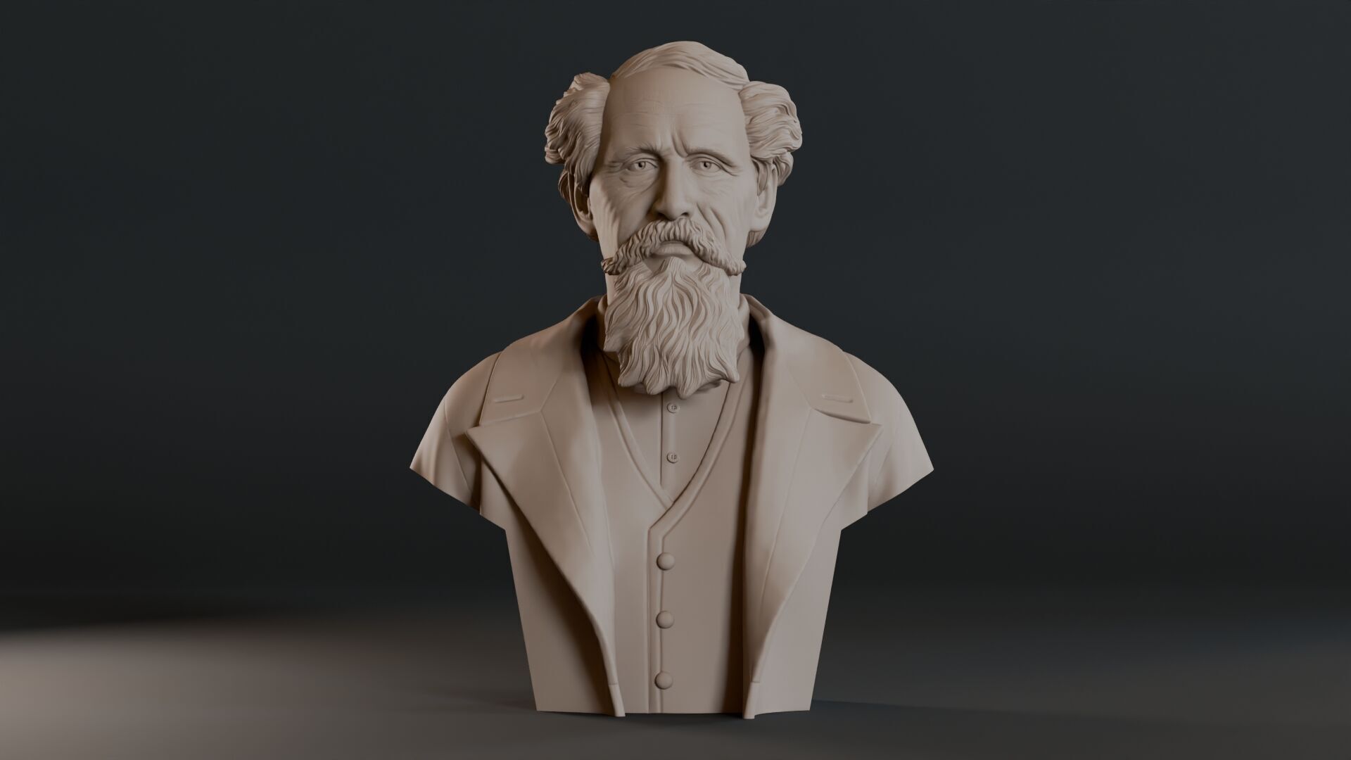 Charles Dickens Bust Sculpture 3D print model_1