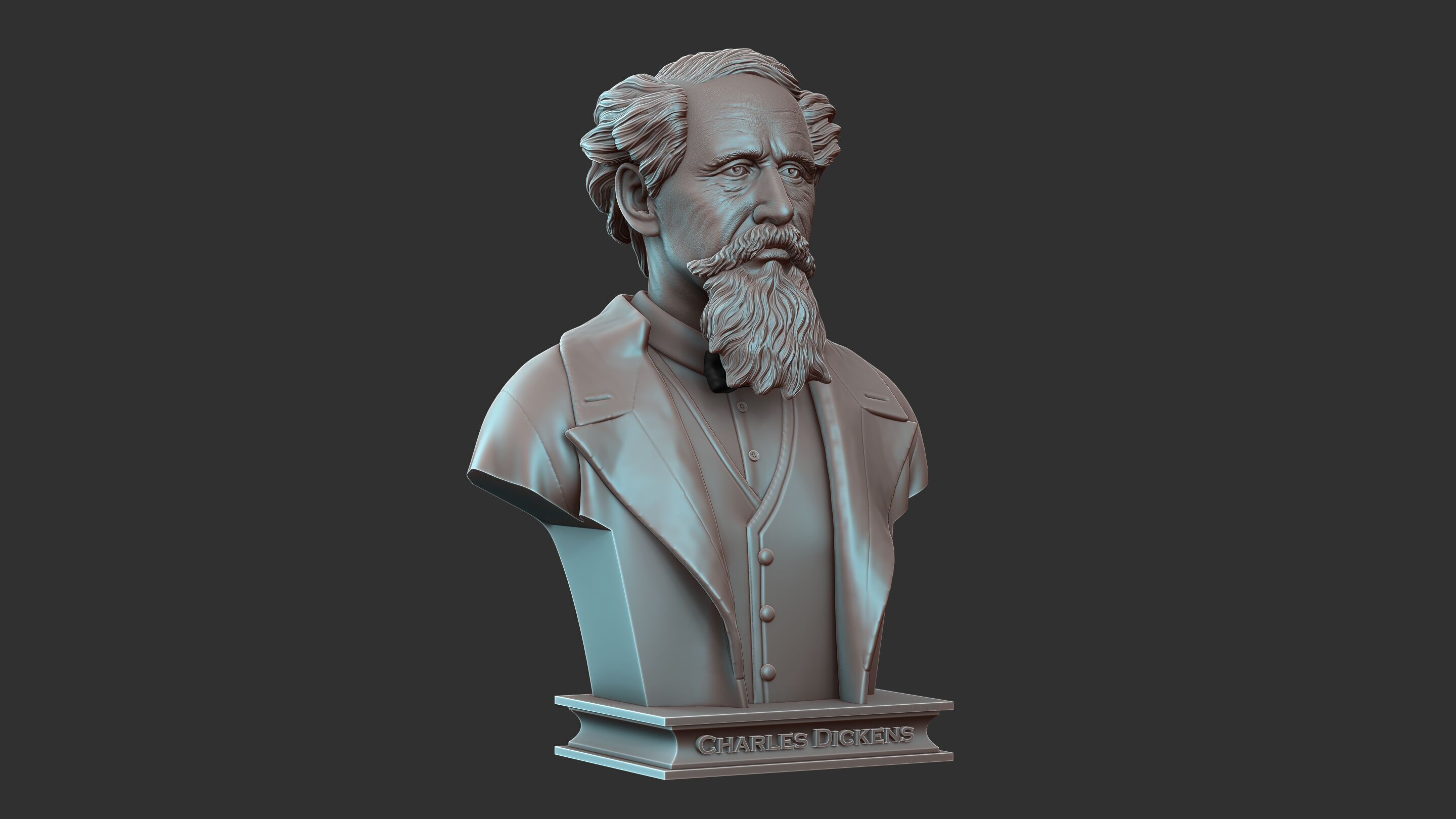 Charles Dickens Bust Sculpture 3D print model_13