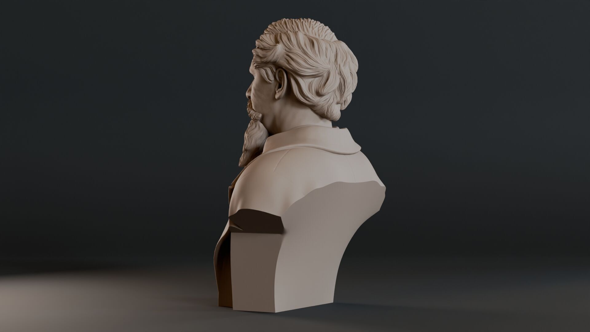 Charles Dickens Bust Sculpture 3D print model_9