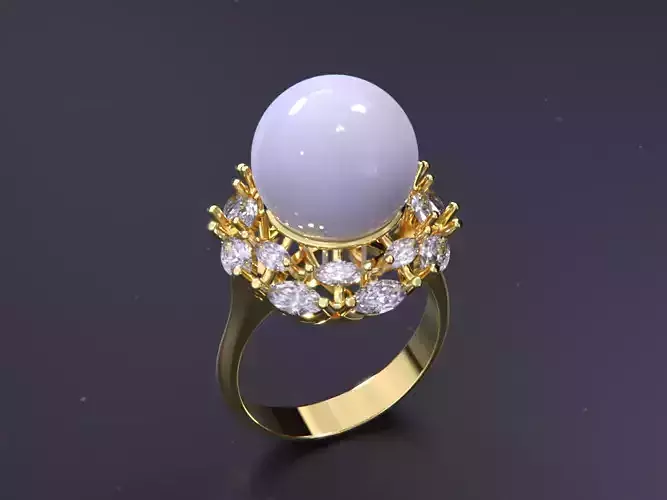 Pearl jewelry ring 3D print model