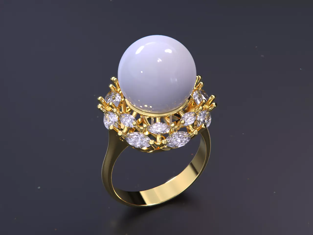 Pearl jewelry ring 3D print model