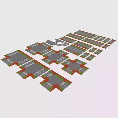 Road patches Pack Low-poly 3D model