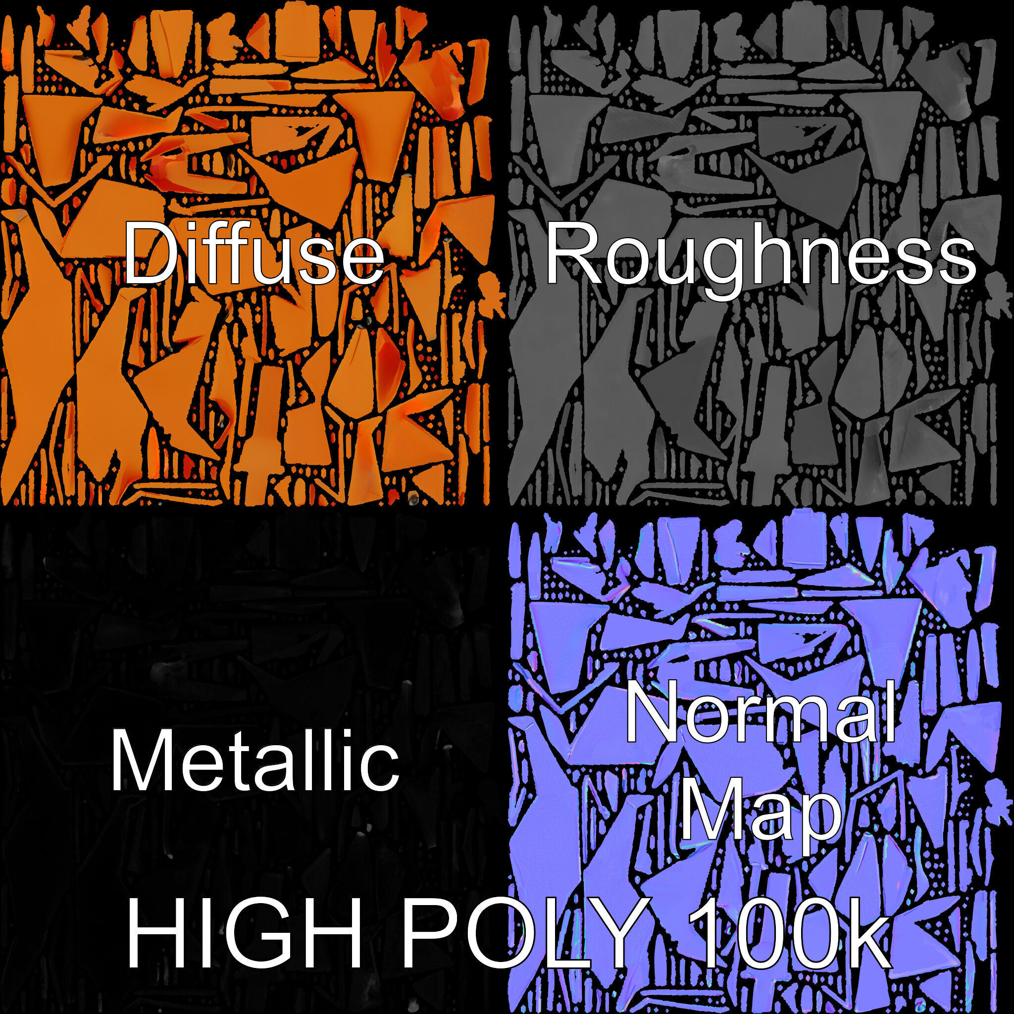 Origami Fox D Model Pack Low-poly 3D model_3