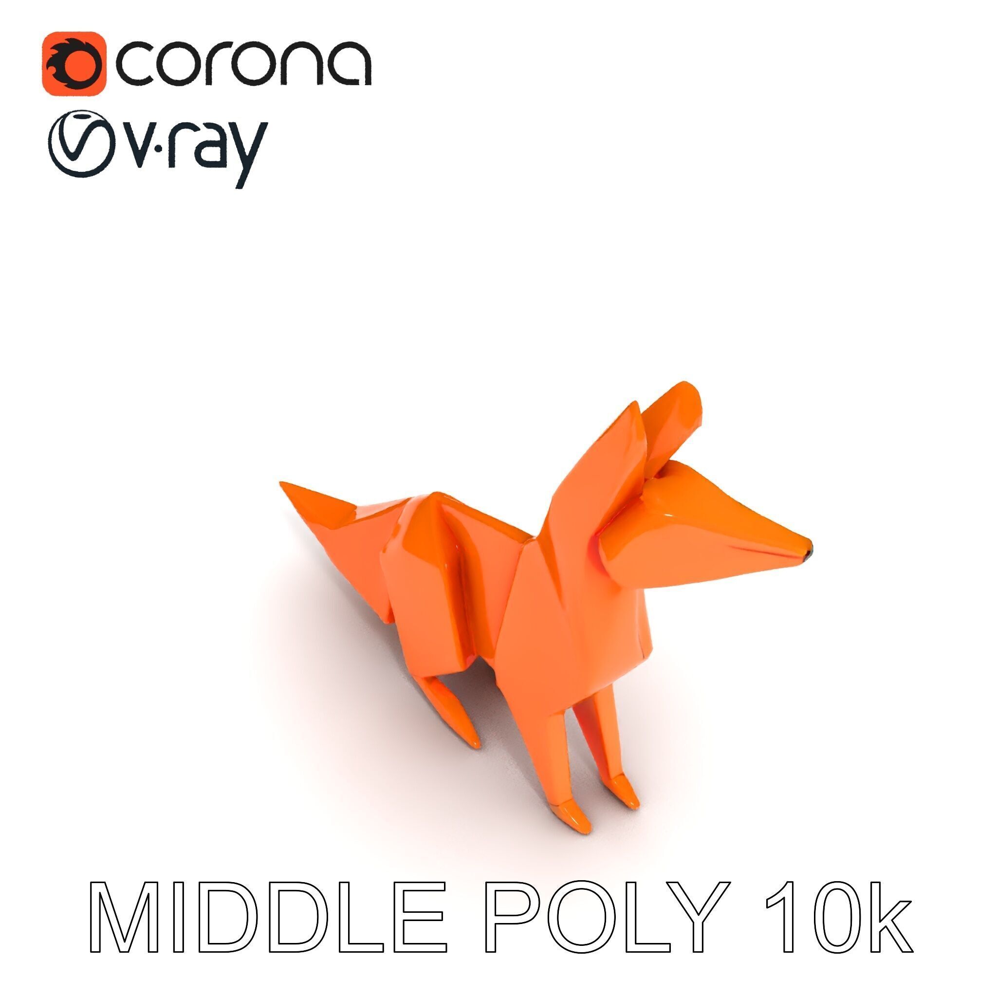 Origami Fox D Model Pack Low-poly 3D model_9