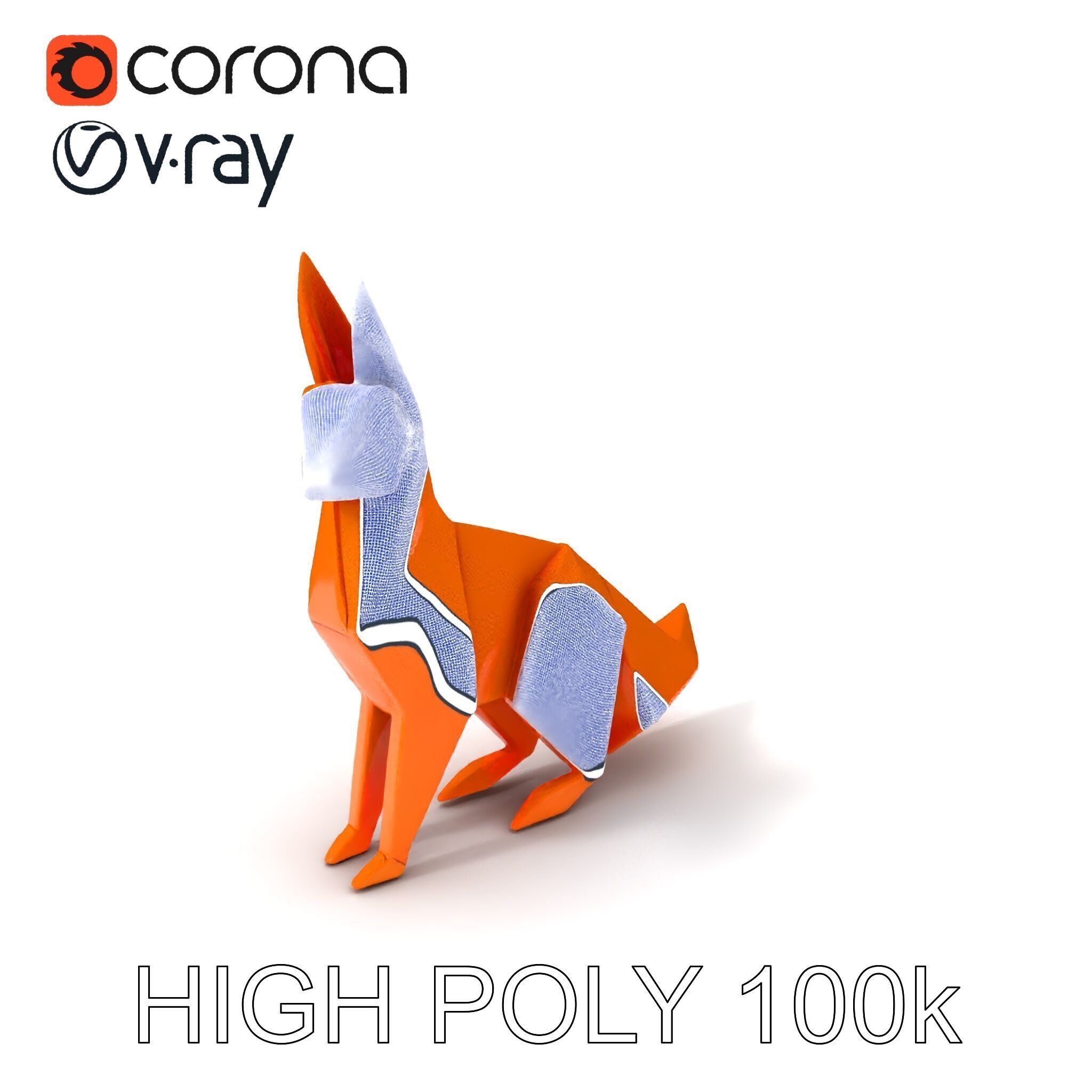 Origami Fox D Model Pack Low-poly 3D model_35