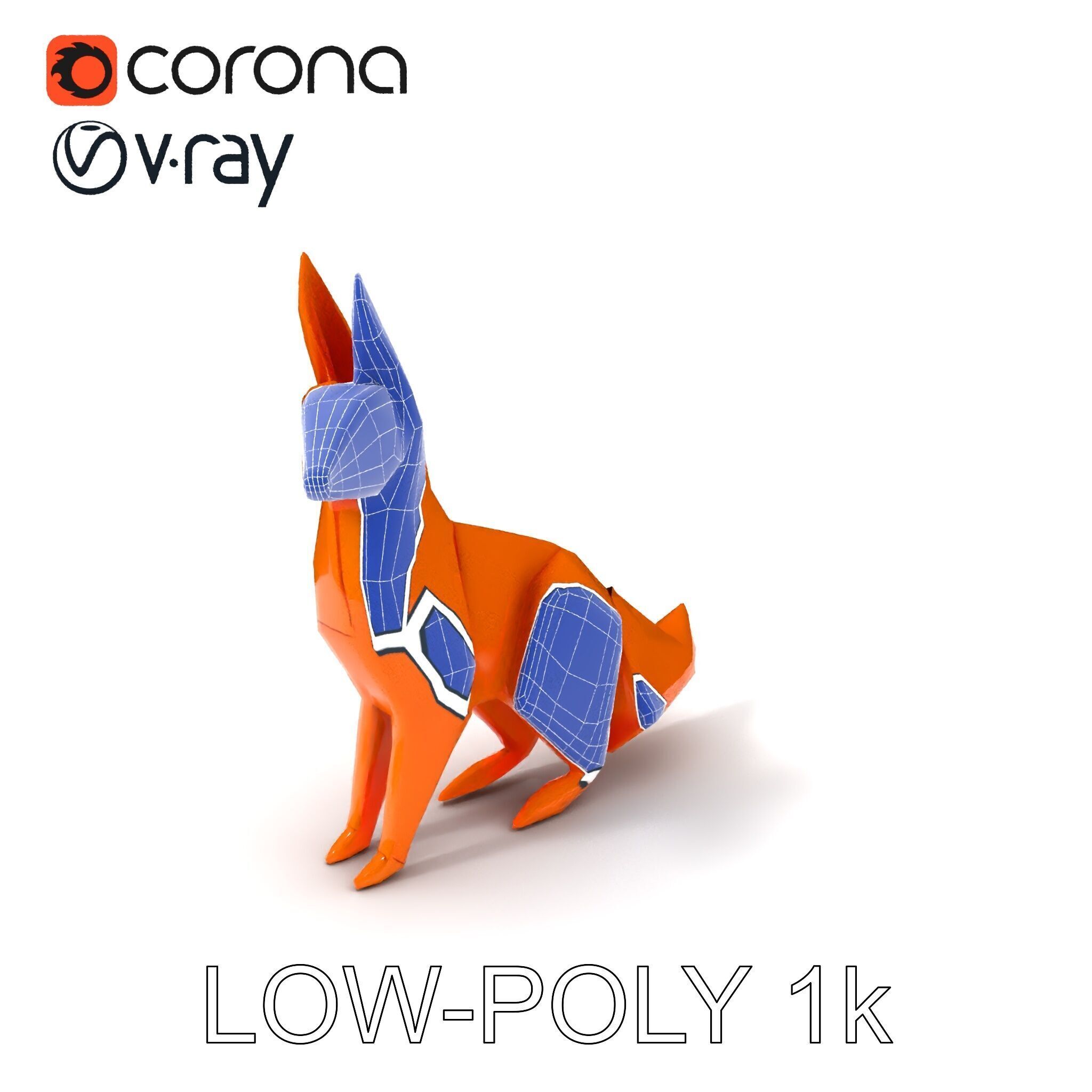 Origami Fox D Model Pack Low-poly 3D model_5