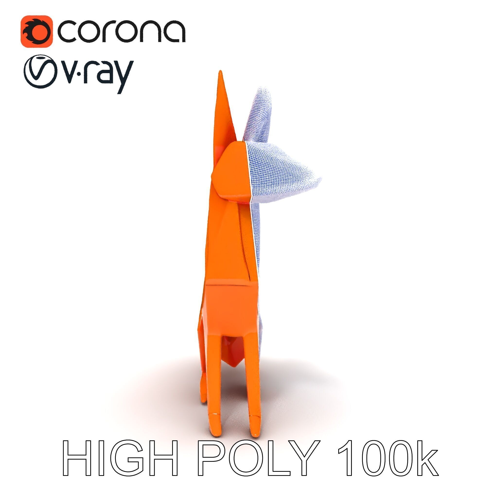 Origami Fox D Model Pack Low-poly 3D model_28