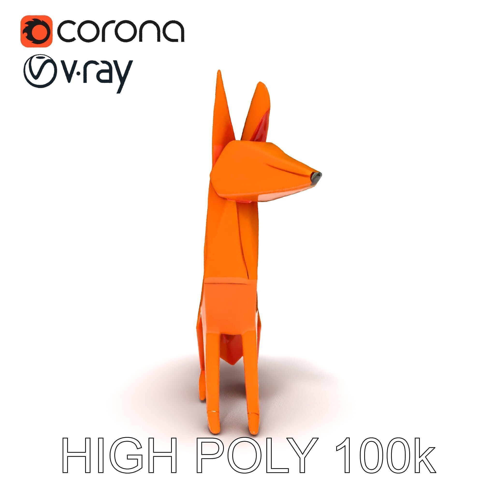 Origami Fox D Model Pack Low-poly 3D model_24