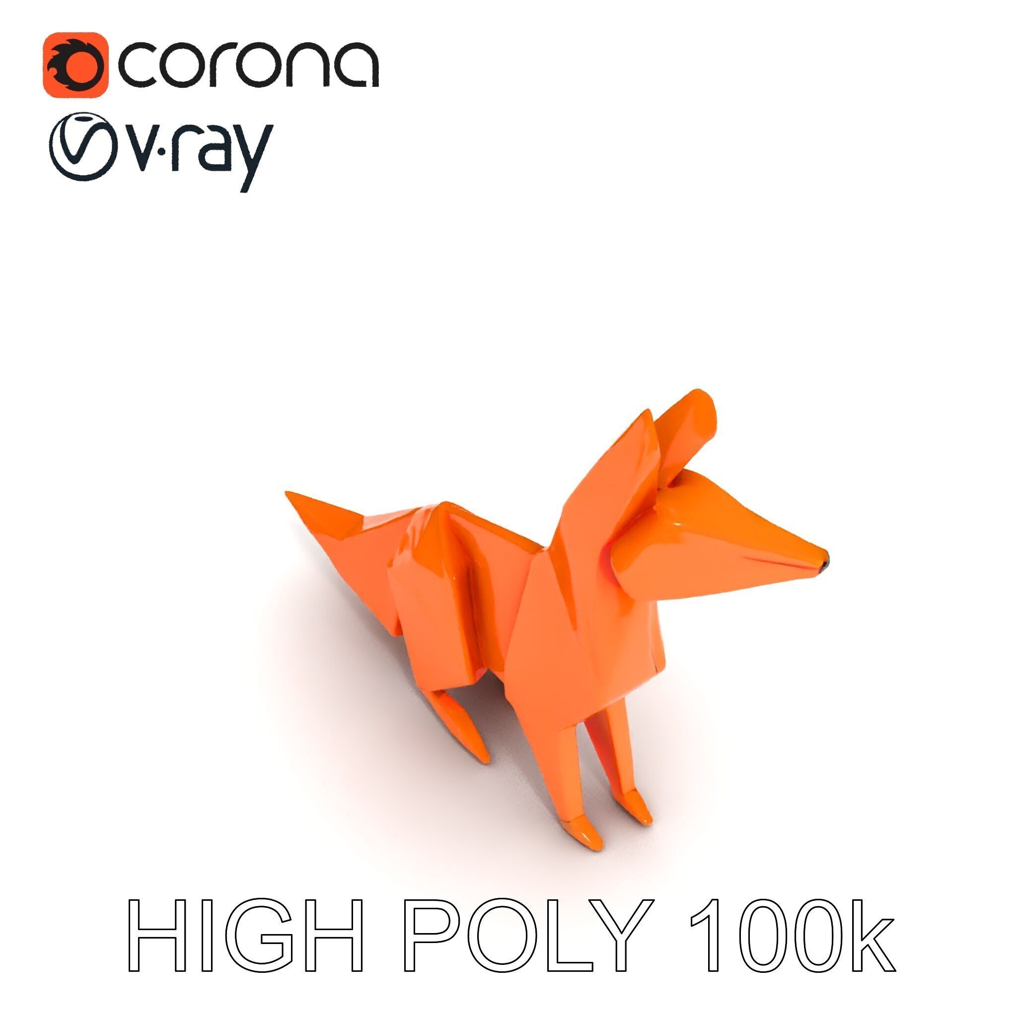Origami Fox D Model Pack Low-poly 3D model_7