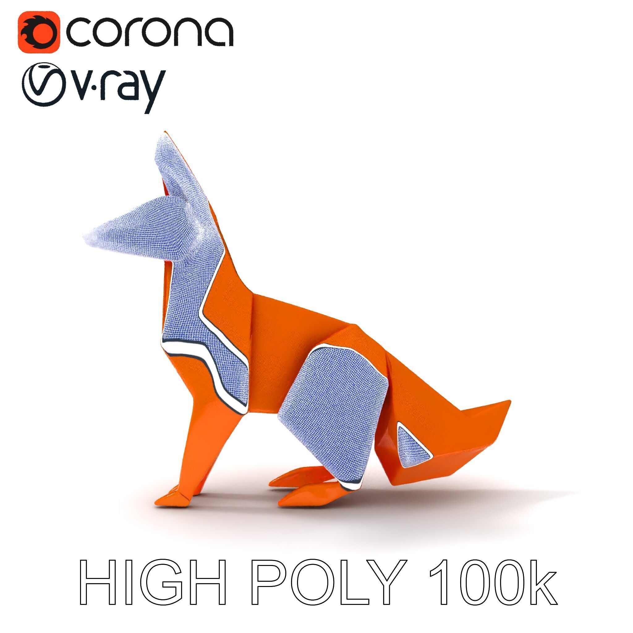 Origami Fox D Model Pack Low-poly 3D model_30