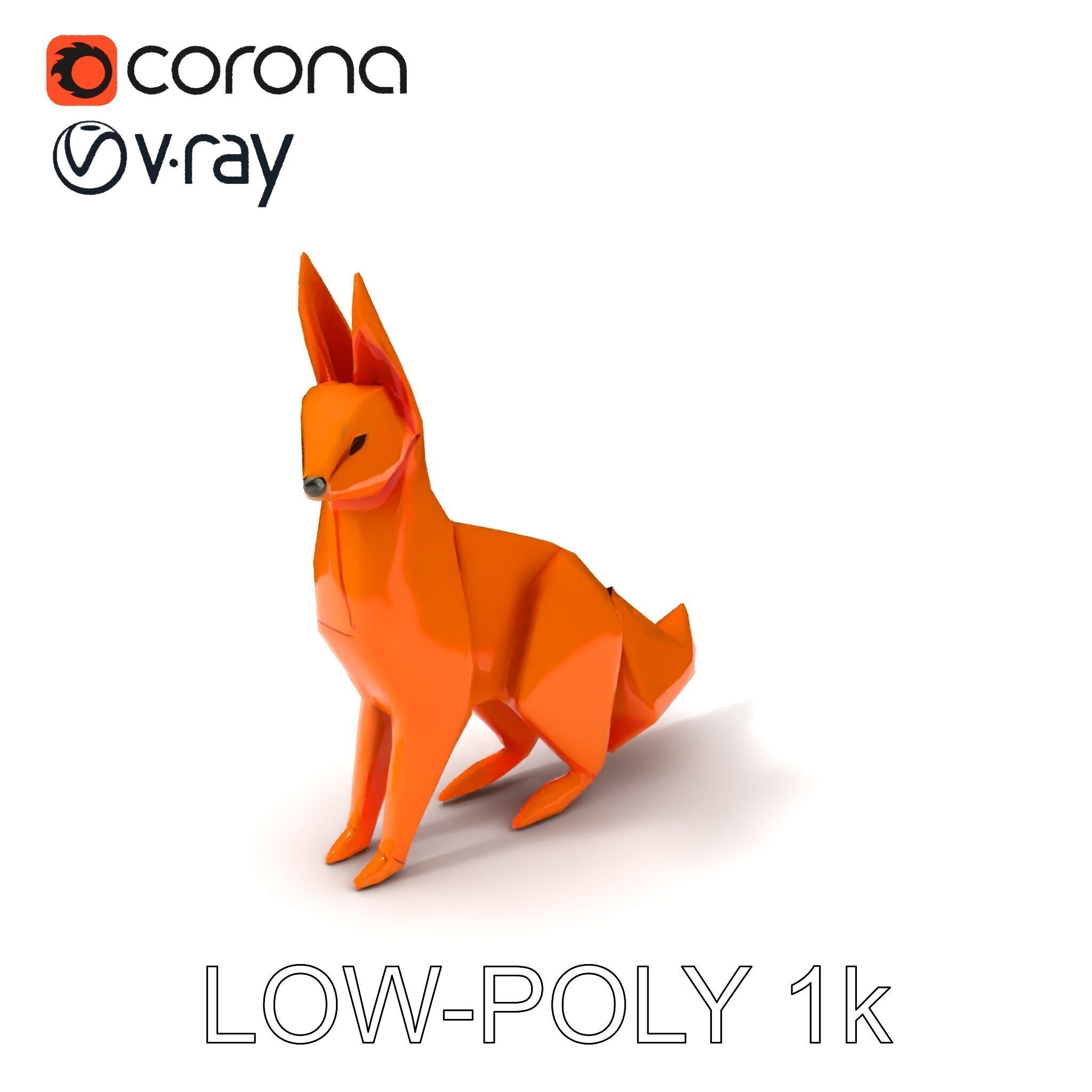 Origami Fox D Model Pack Low-poly 3D model_33