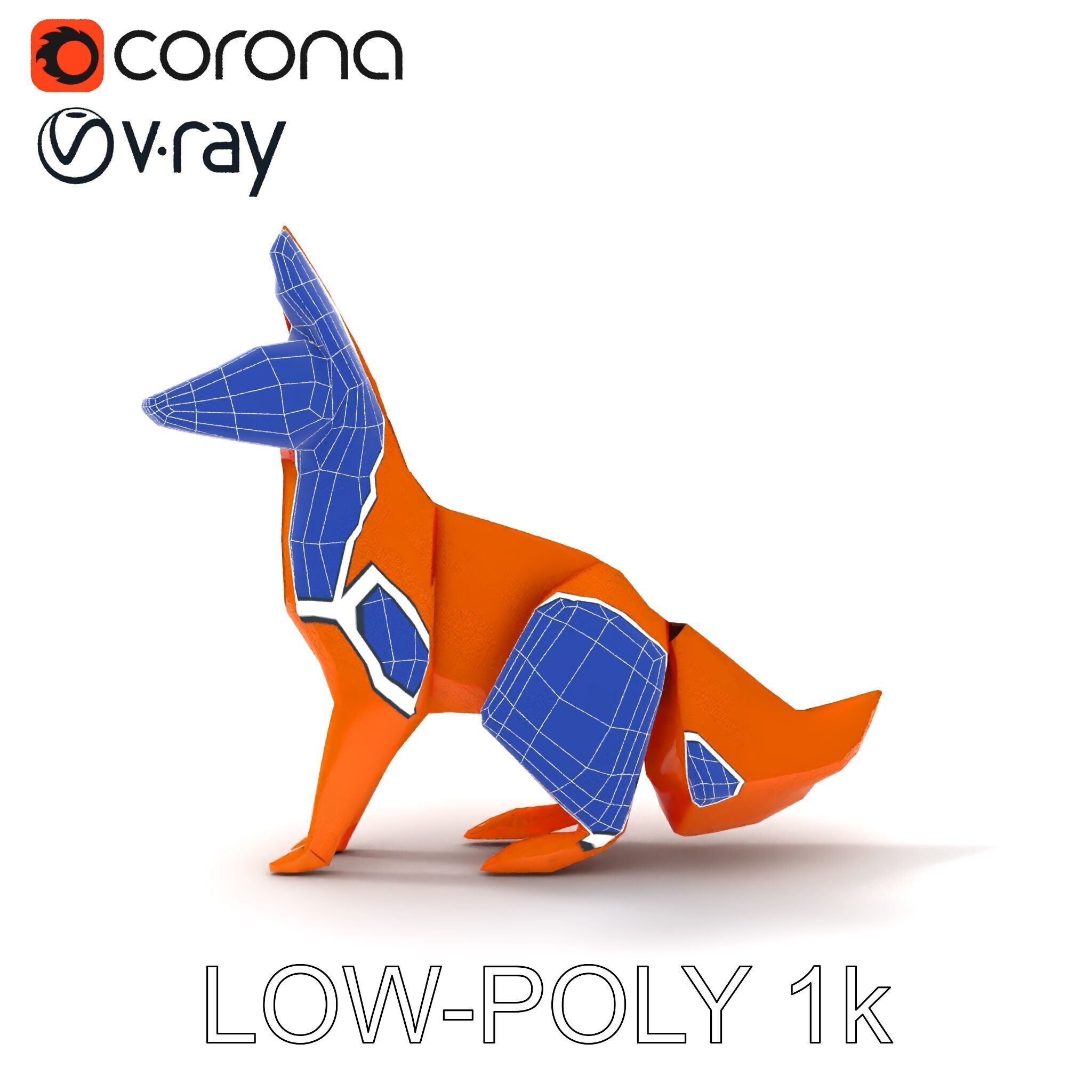 Origami Fox D Model Pack Low-poly 3D model_11