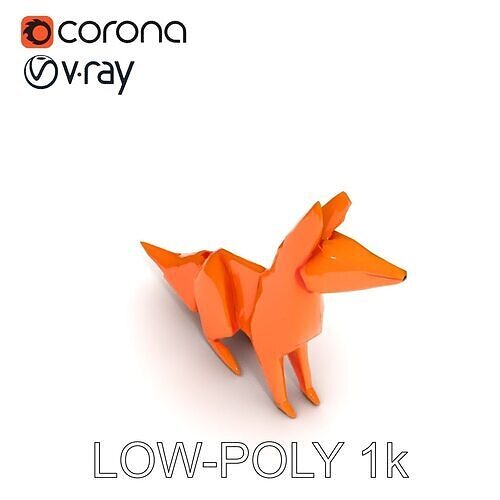 Origami Fox D Model Pack Low-poly 3D model